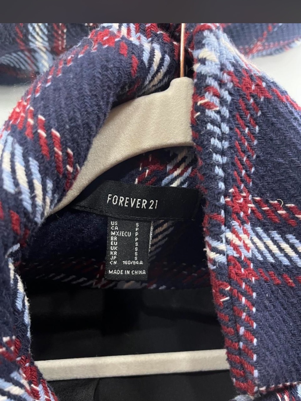 Forever 21 Navy, Red & White Plaid Shirt Jacket